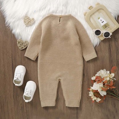Baby Heart Knit Romper with Socks Gloves - image 2