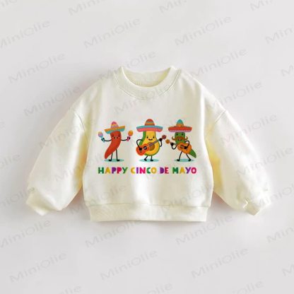 HAPPY CINCO DE MAYO Baby Toddler Avocado and Chili Cream Sweatshirt - Cream - 3-5T - image 1