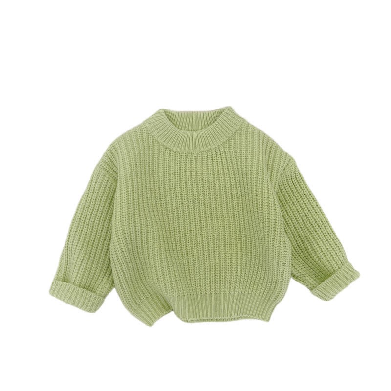 Baby Solid Color Loose Sweater - Green - 2-3T - image 13
