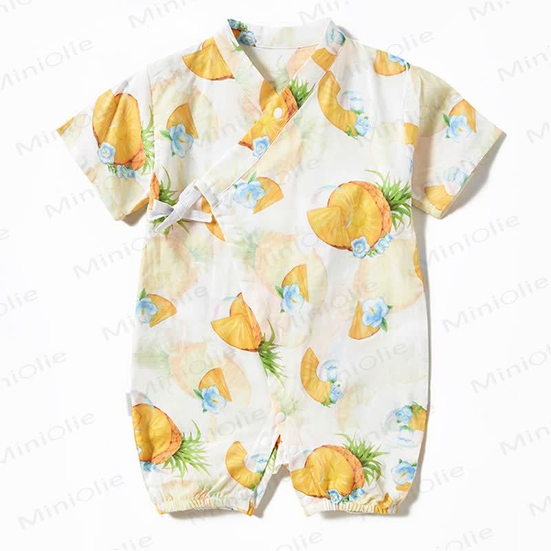Baby Fruit Print Wrap Romper - Pineapple - 18-24M - image 3