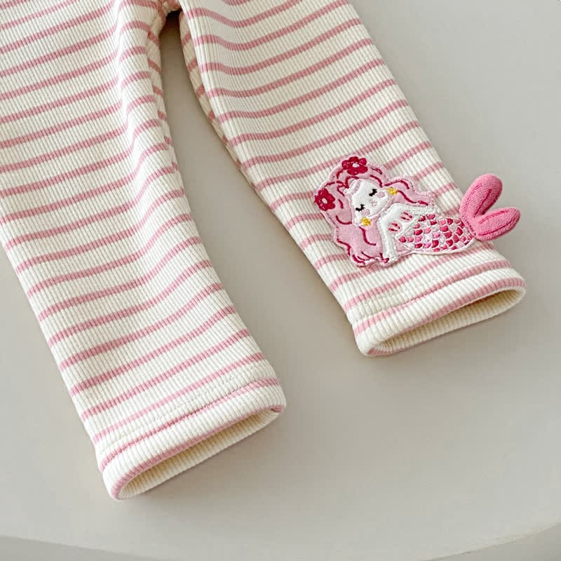 Baby Girl Mermaid Flower Quilted Pink Sweatshirt/Stripe Leggings - image 12