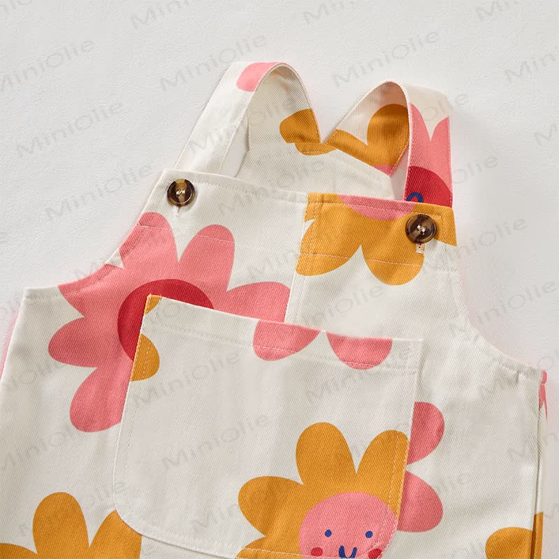 Baby Toddler Flower Smiley Overalls - image 4