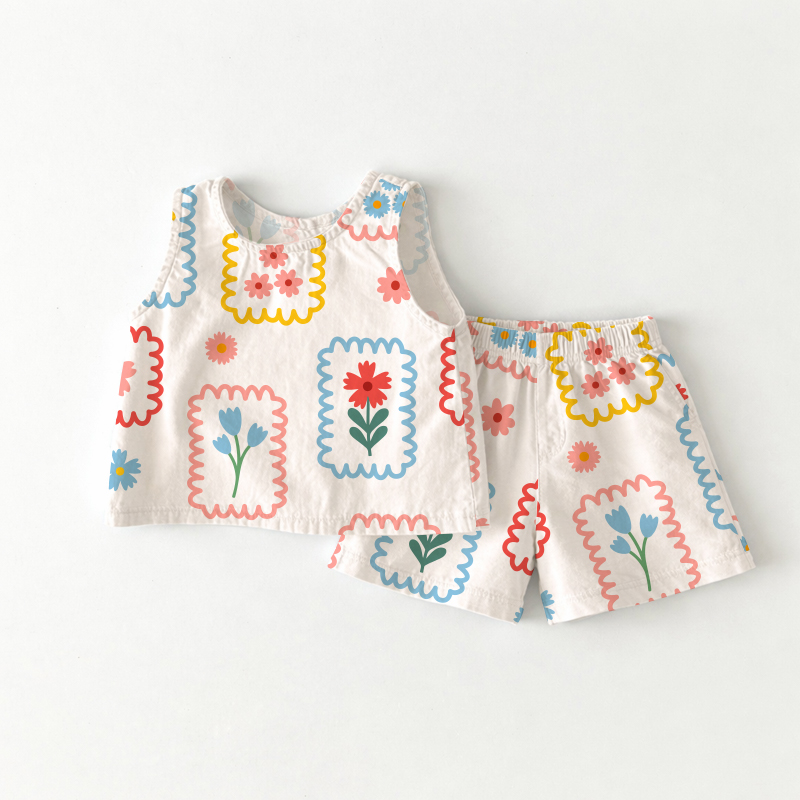 Baby Toddler Girl White Floral Print Sleeveless Set - White - 3-4T - image 1