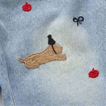 Toddler Embroidered Puppy Light Wash Denim Pants - image 7