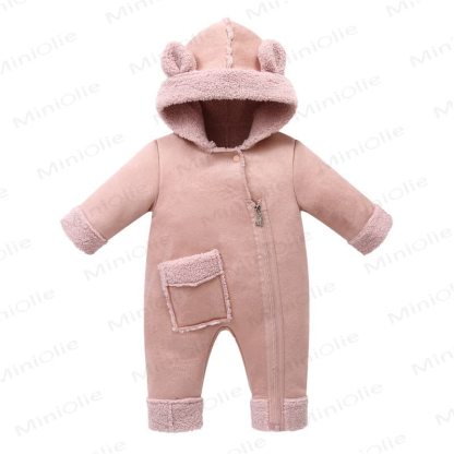 Baby Warm Fleece Romper - Pink - 18-24M - image 3