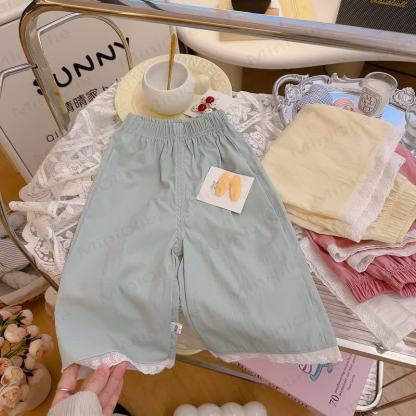 Toddler Girl Lace Casual Essential Pants - Green - 12-13T - image 8