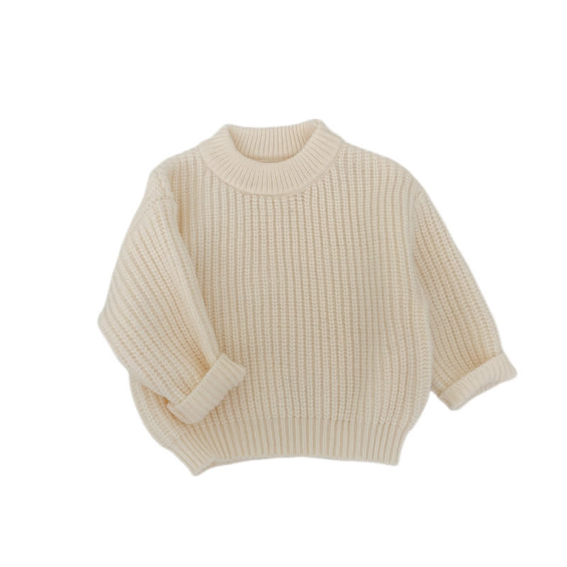 Baby Solid Color Loose Sweater - Beige - 2-3T - image 14