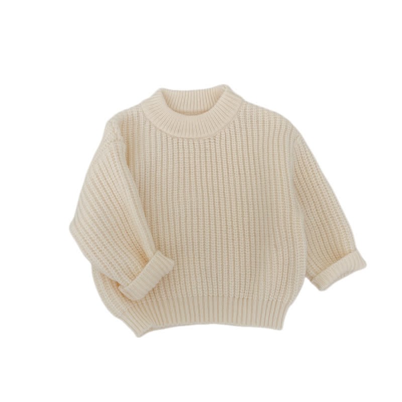 Baby Solid Color Loose Sweater - Beige - 2-3T - image 14