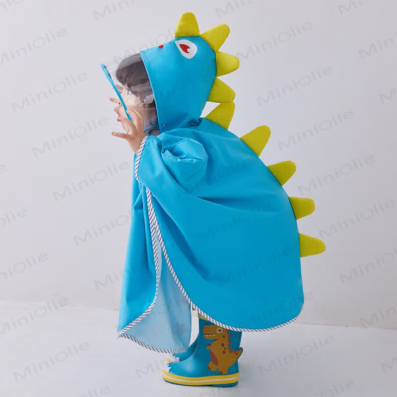 Toddler Dinosaur Hooded Cloak Raincoat - Blue - 3-6T - image 35
