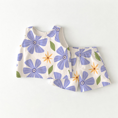 Baby Toddler White Flower Sleeveless 2-piece Set - White - 3-4T - image 1