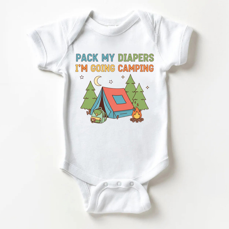 PACK MY DIAPERS I'M GOING CAMPING Baby White Bodysuit - White - 18-24M - image 1