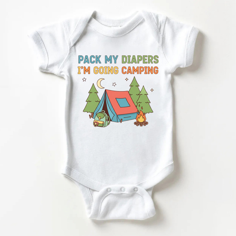 PACK MY DIAPERS I'M GOING CAMPING Baby White Bodysuit - White - 18-24M - image 1