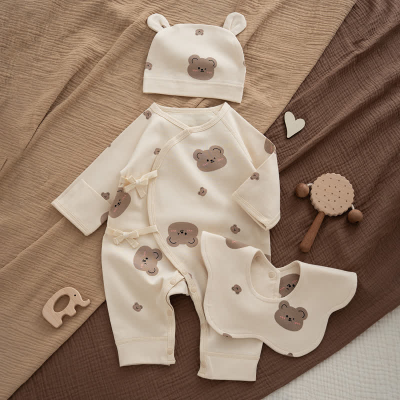 Baby Bear Newborn Kimono Romper - Many Bear - 6-12M - image 2