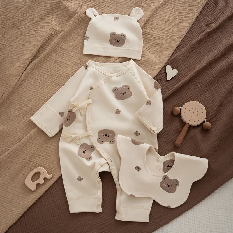 Baby Bear Newborn Kimono Romper - Many Bear - 6-12M - image 2
