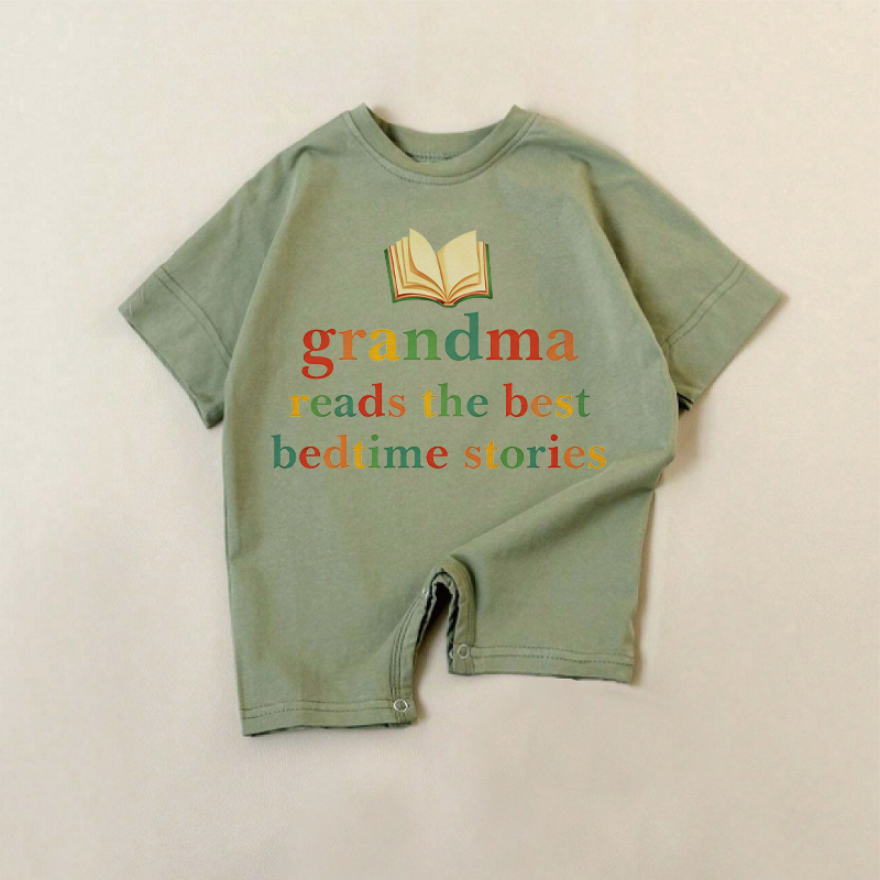 GRANDMA READS THE BEST BEDTIME STORIES Baby Green Romper - Green - 18-24M - image 1