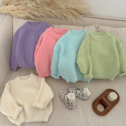 Baby Solid Color Loose Sweater - image 3
