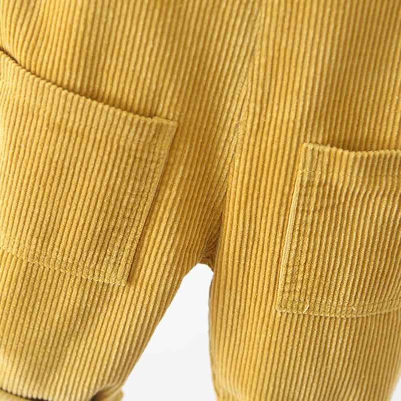 Toddler Solid Color Corduroy Neutral Overalls - image 10
