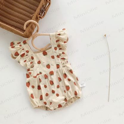 Baby Strawberry Ruffle Vintage Bodysuit - Apricot - 18-24M - image 1