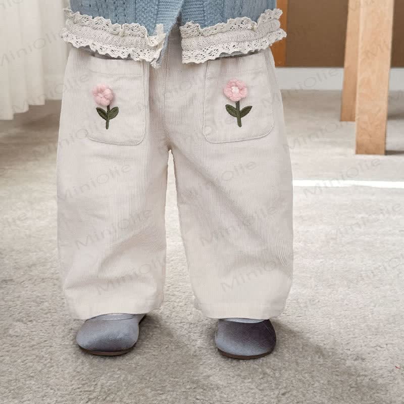 Baby Toddler Flower Corduroy Pants - image 9