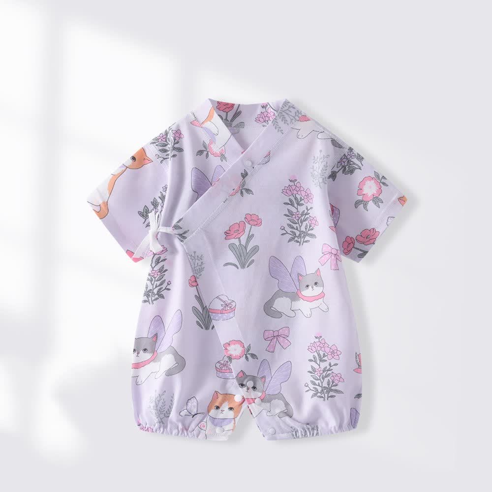 Baby Print Short Sleeve Romper - Purple - 18-24M - image 4