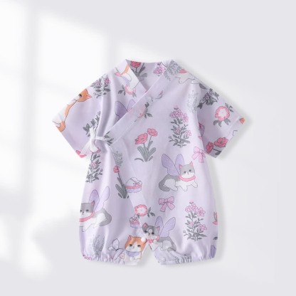 Baby Print Short Sleeve Romper - Purple - 18-24M - image 4