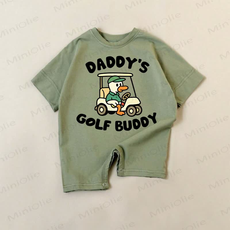 DADDY'S GOLF BUDDY Baby Green Cart Duck Print Romper - Green - 18-24M - image 1