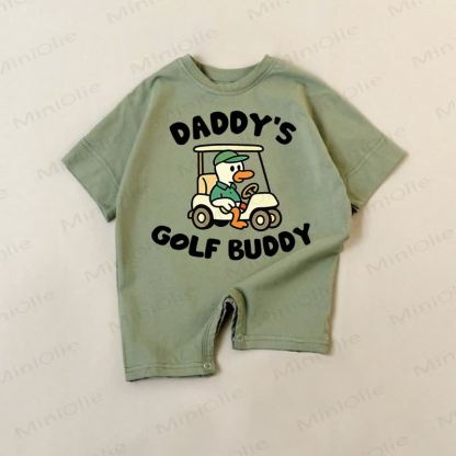 DADDY'S GOLF BUDDY Baby Green Cart Duck Print Romper - Green - 18-24M - image 1