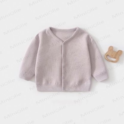 Baby Toddler Waffle Knit Front Snap Cardigan Coat - Purple - 3-4T - image 4