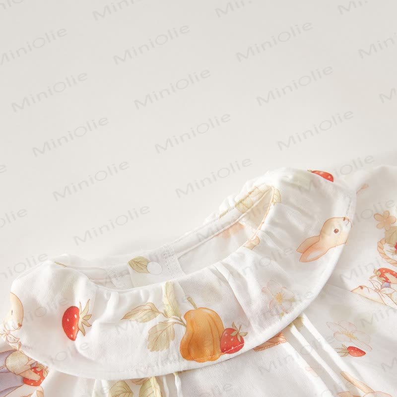 Baby Toddler White Animal and Fruit Print Top and Shorts 2-piece Set - image 4