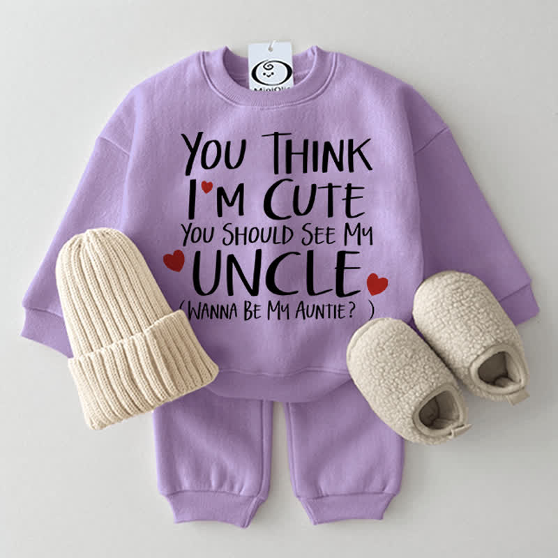 YOU THINK I'M CUTE YOU SHOULD SEE MY UNCLE WANNA BE MY AUNTIE Baby Love 2-piece Set - Purple - 2-3T - image 6