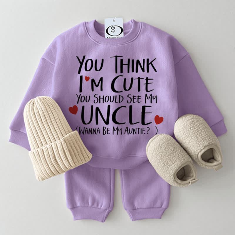 YOU THINK I'M CUTE YOU SHOULD SEE MY UNCLE WANNA BE MY AUNTIE Baby Love 2-piece Set - Purple - 2-3T - image 6