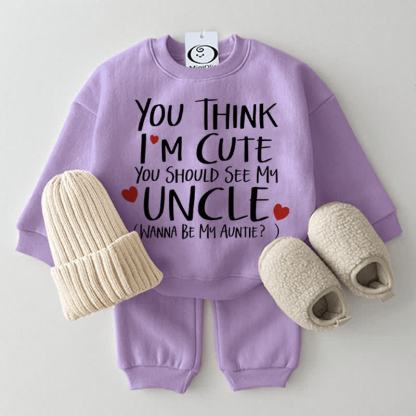 YOU THINK I'M CUTE YOU SHOULD SEE MY UNCLE WANNA BE MY AUNTIE Baby Love 2-piece Set - Purple - 2-3T - image 6