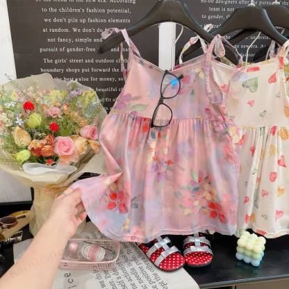 Toddler Girl Floral Spaghetti Strap Dress - Purple Flowers - 10-11T - image 4