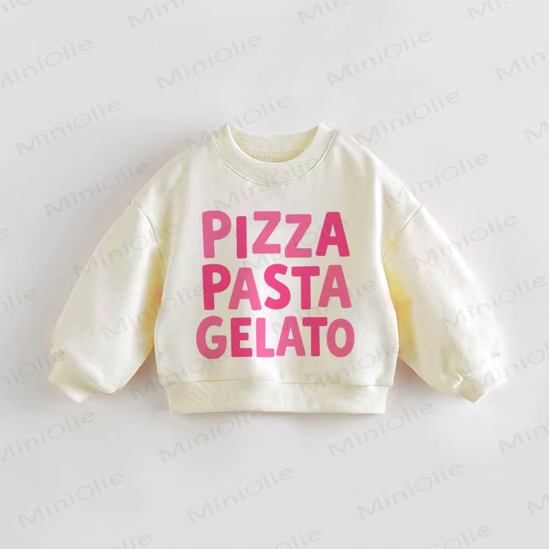 PIZZA PASTA GELATO Baby Toddler Cream Sweatshirt - Cream - 3-5T - image 1