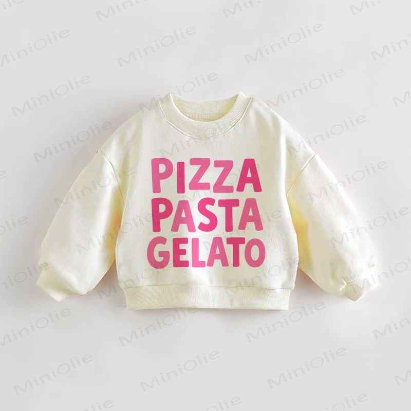 PIZZA PASTA GELATO Baby Toddler Cream Sweatshirt - Cream - 3-5T - image 1