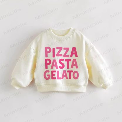 PIZZA PASTA GELATO Baby Toddler Cream Sweatshirt - Cream - 3-5T - image 1