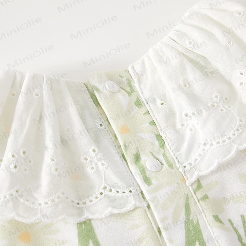 Baby Girl Flower Green Romper - image 4