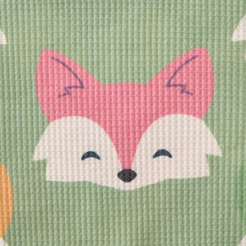 Baby Green Multicolor Cartoon Fox Print Waffle 2-piece Set - image 5