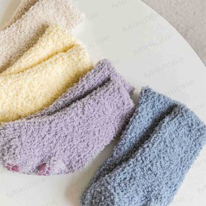 Baby Solid Color Fleece Floor Socks - image 7