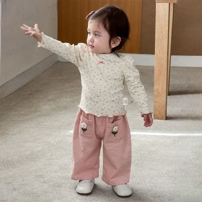 Baby Toddler Flower Corduroy Pants - image 2