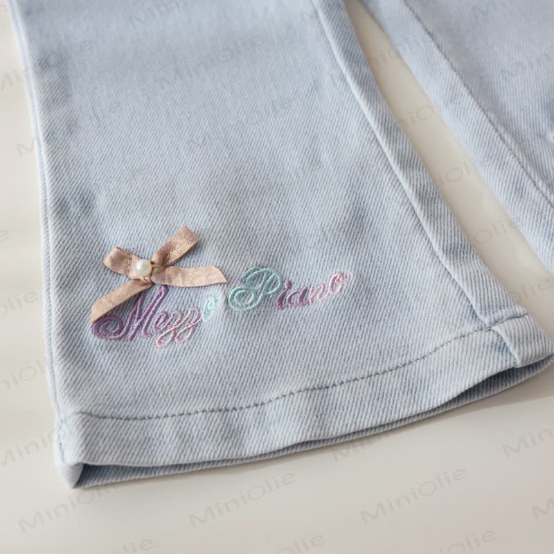 Toddler Girl Unicorn Embroidered Sweatshirt or Flare Denim Pants - image 7