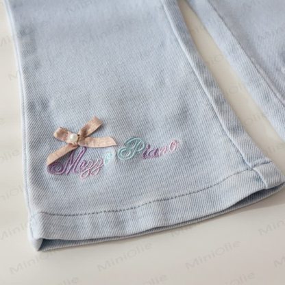 Toddler Girl Unicorn Embroidered Sweatshirt or Flare Denim Pants - image 7