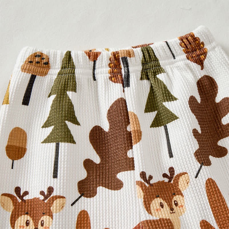 Baby Fox Deer Mushroom Pumpkin Print Waffle 2-piece Set - image 5