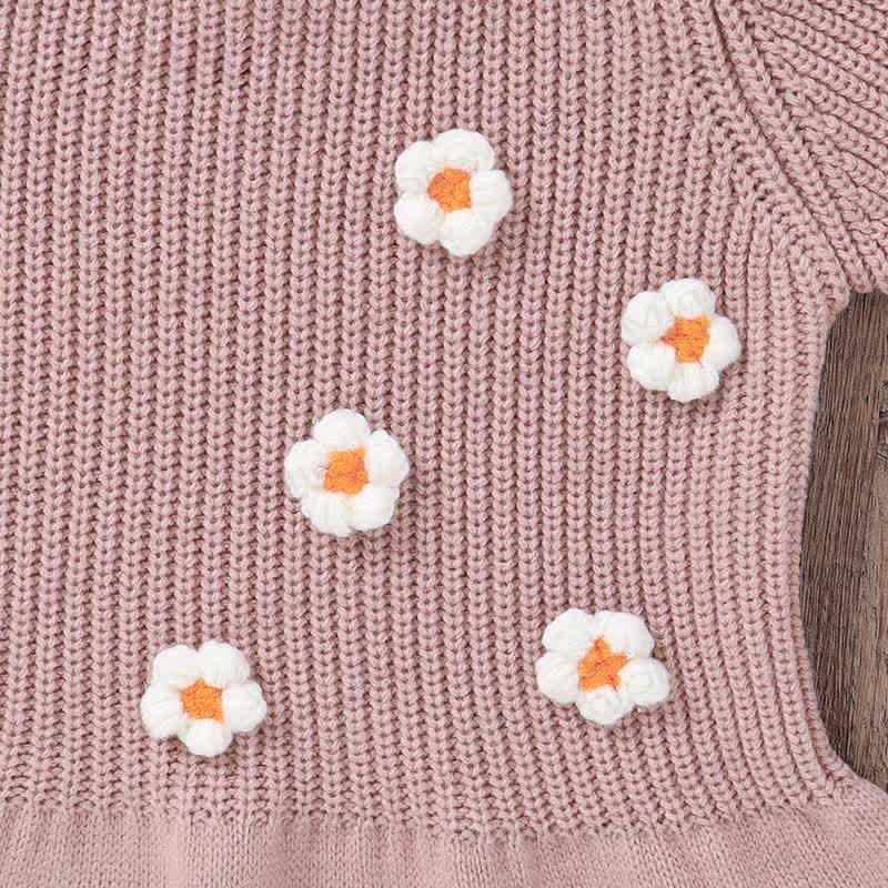 Baby Girl Solid Color Flower Pink Dress - image 6