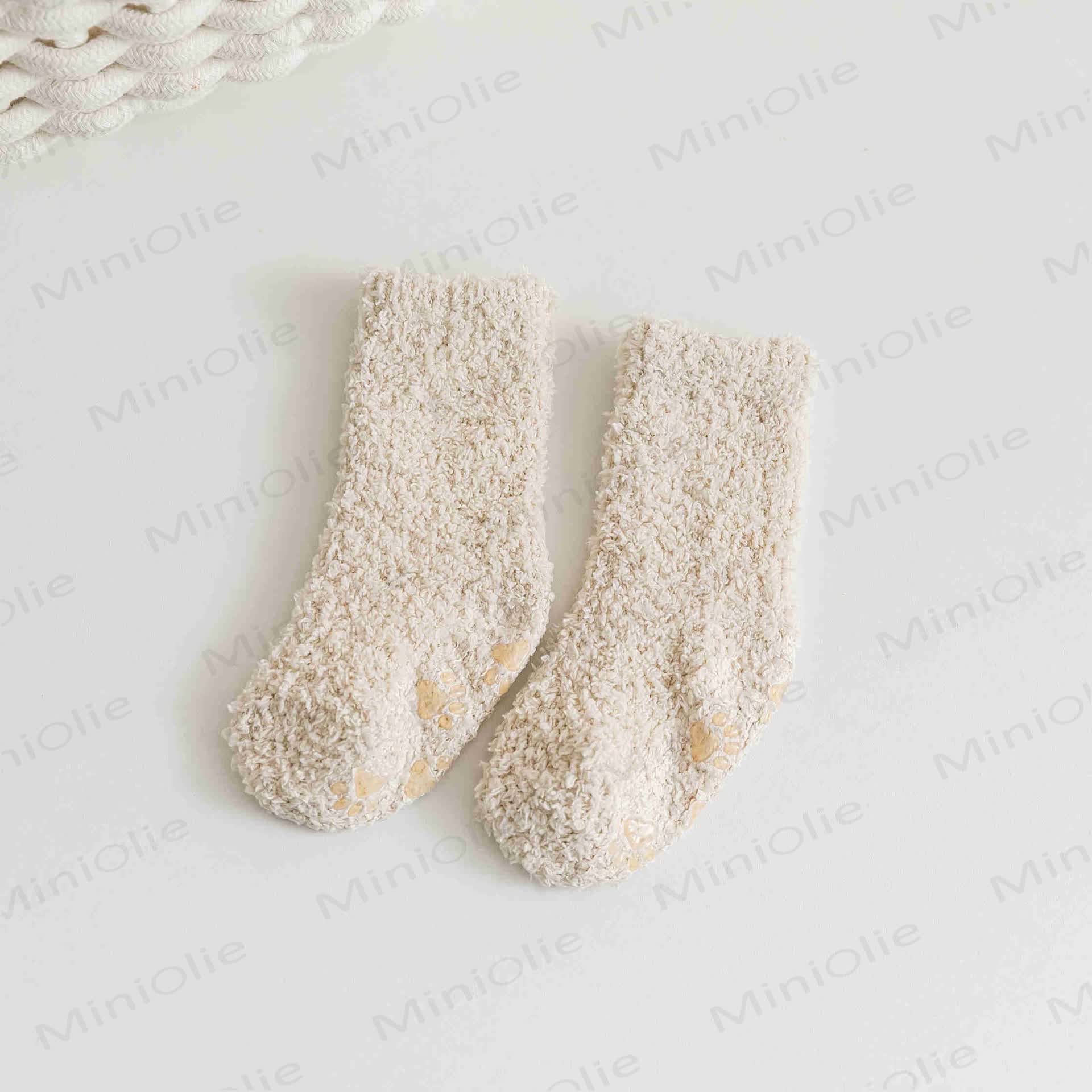Baby Solid Color Fleece Floor Socks - Khaki - 3-5T - image 20