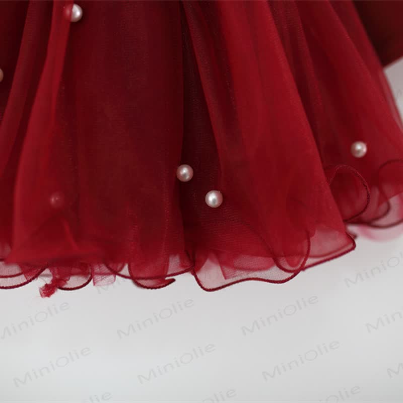 Baby Girl Bow Beading Mesh Dress - image 12