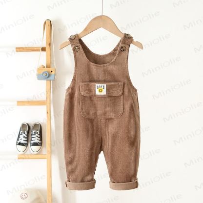 LOVE SMILE Toddler Corduroy Pocket Overalls - Brown - 5-7T - image 13