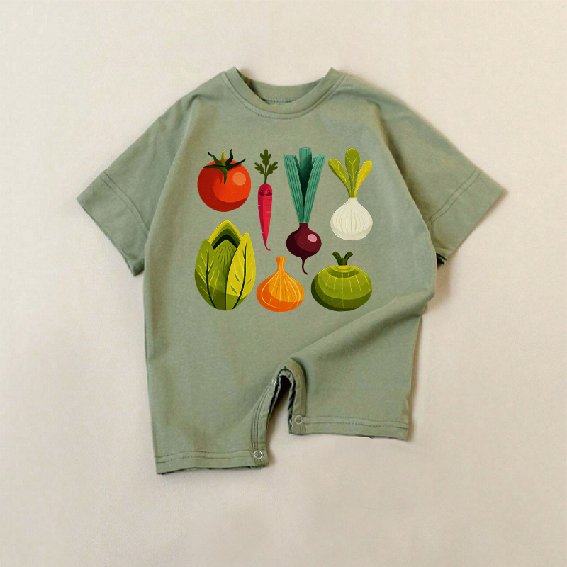 Baby Green Vegetables Print Romper - Green - 18-24M - image 1