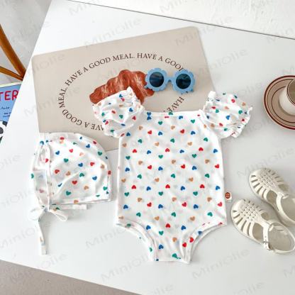 Baby Girl One-piece Swimsuit with Hat - image 13