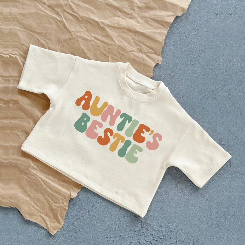 AUNTIE'S BESTIE Baby Summer Casual T-Shirt - White - 2-3T - image 1